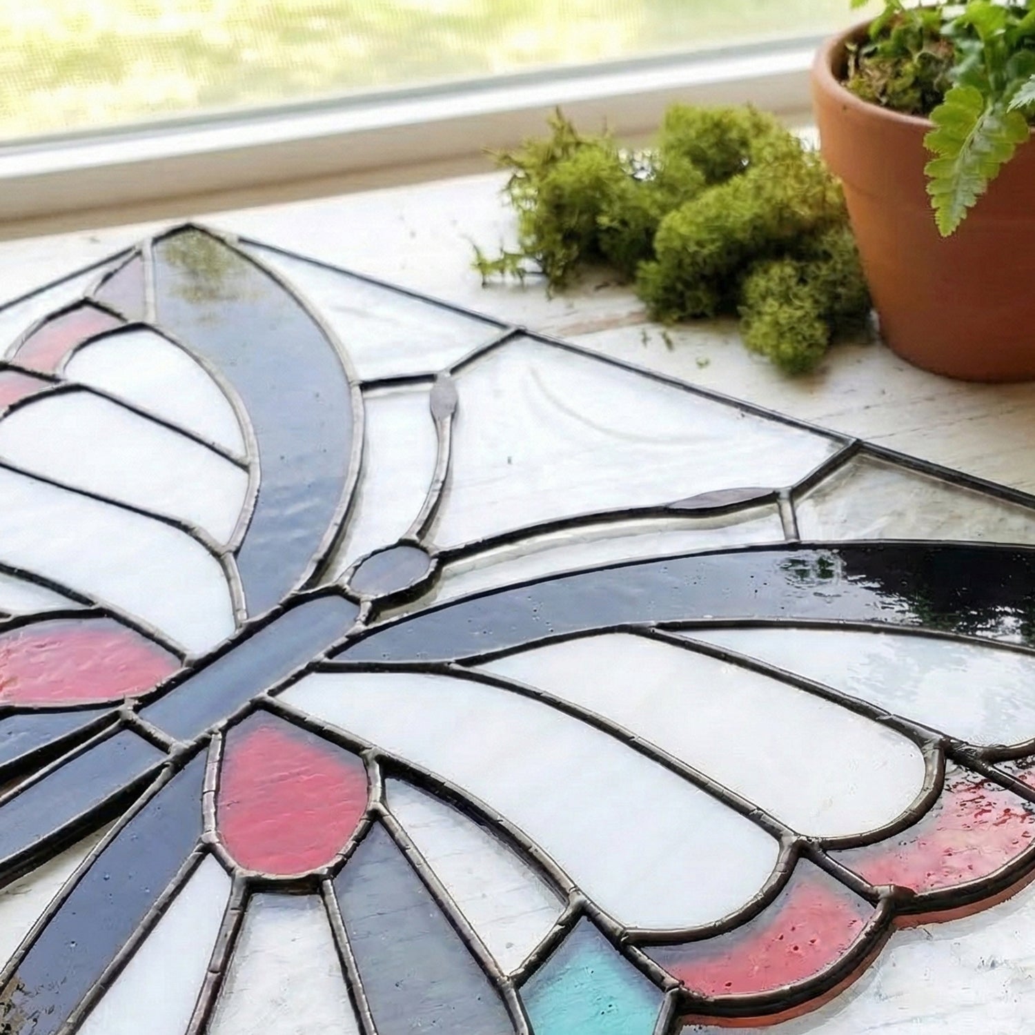 Butterfly Panel Stained Glass Pattern with PNG