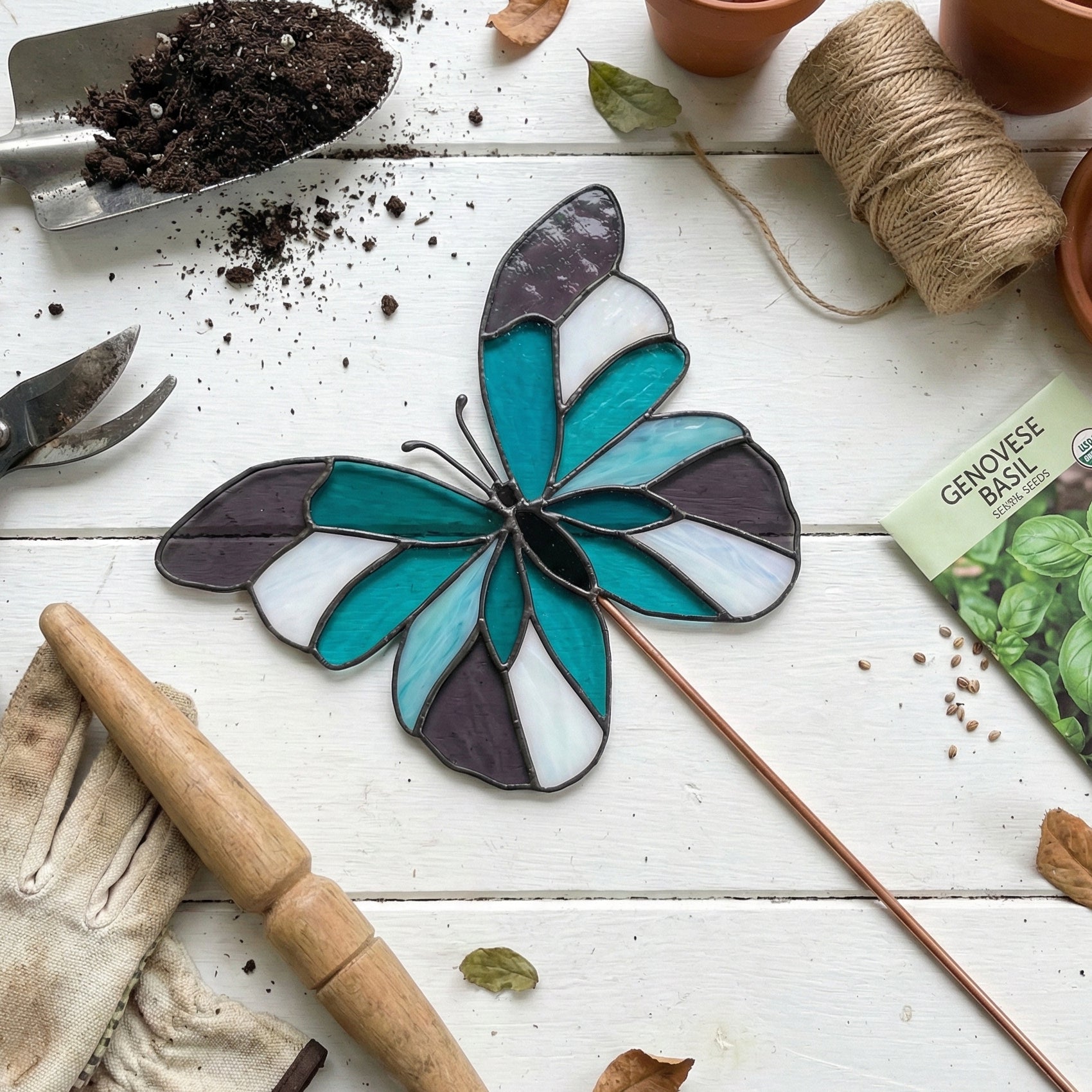 Butterfly Garden Stake Stained Glass Pattern