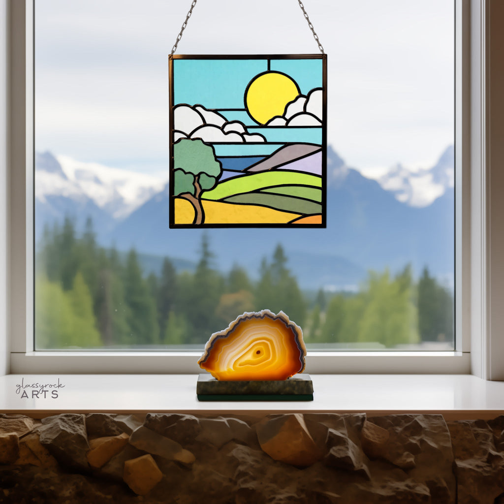 California Coast Stained Glass Landscape Pattern
