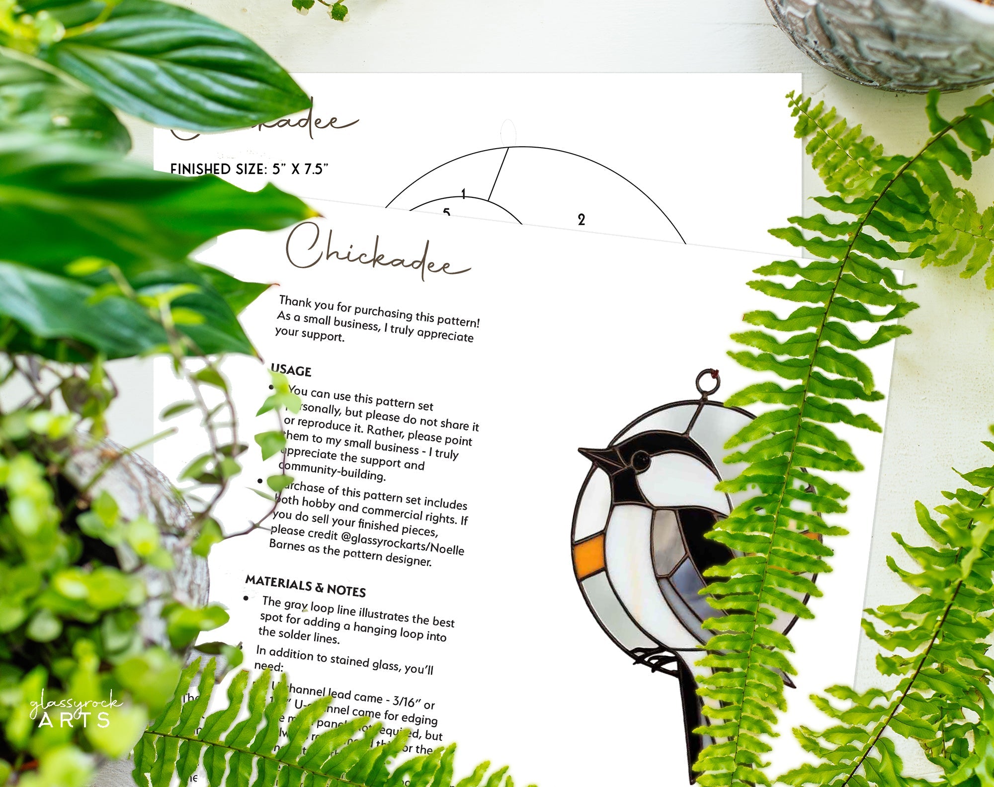 Chickadee Stained Glass Pattern