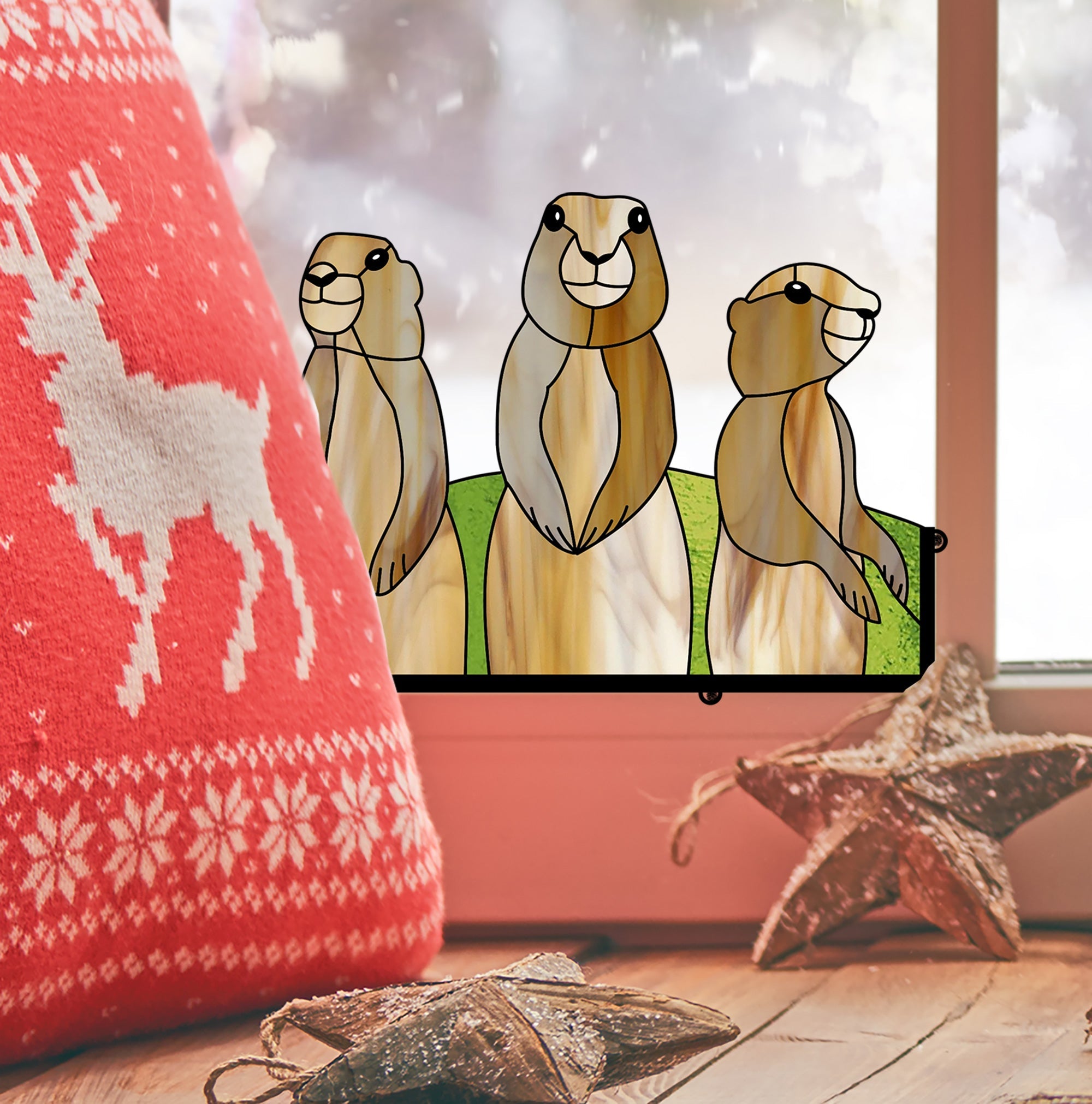 Popping Prairie Dogs Stained Glass Pattern