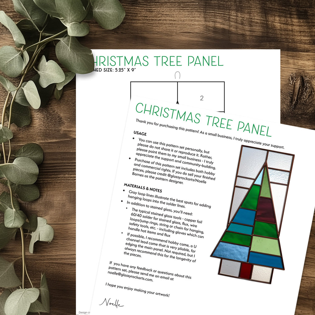 Christmas Tree Panel Stained Glass Pattern and PNG