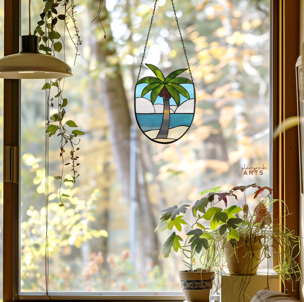 Coconut Tree Stained Glass Pattern