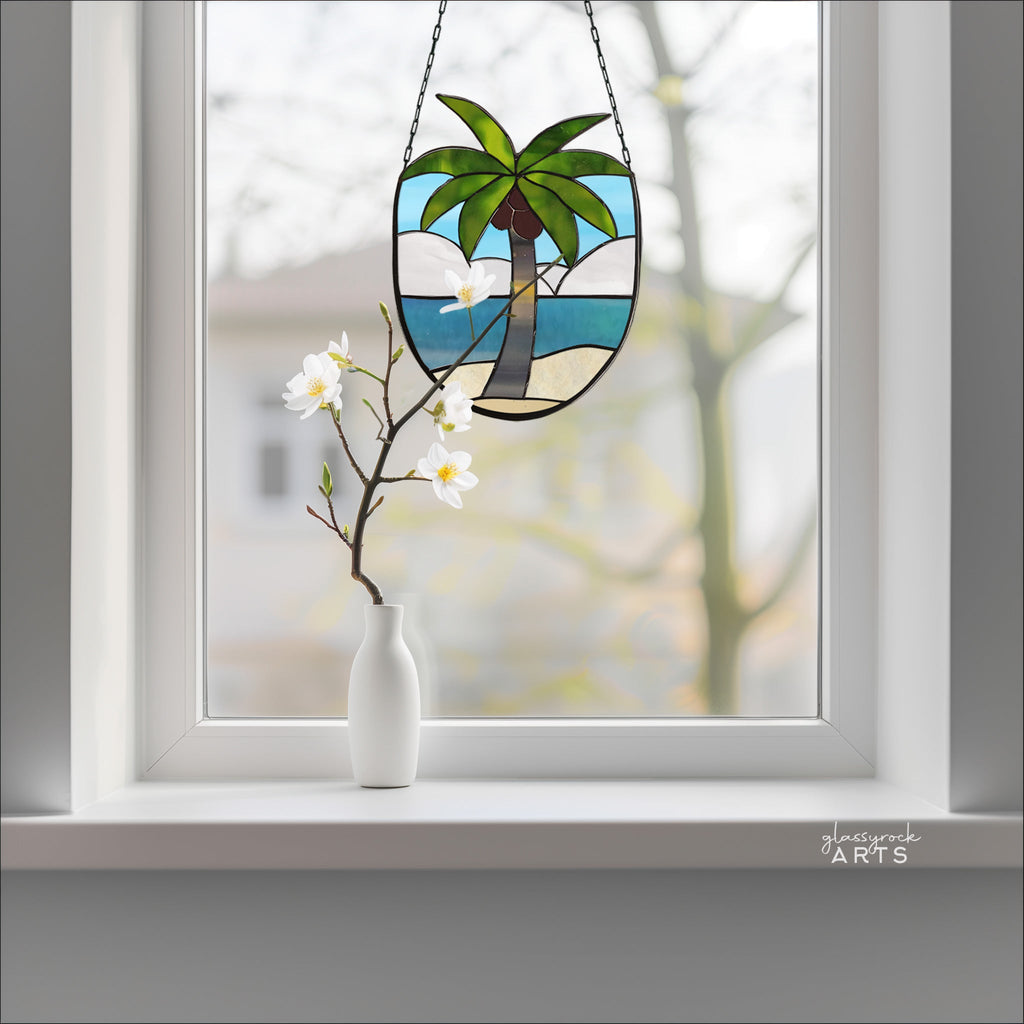 Coconut Tree Stained Glass Pattern