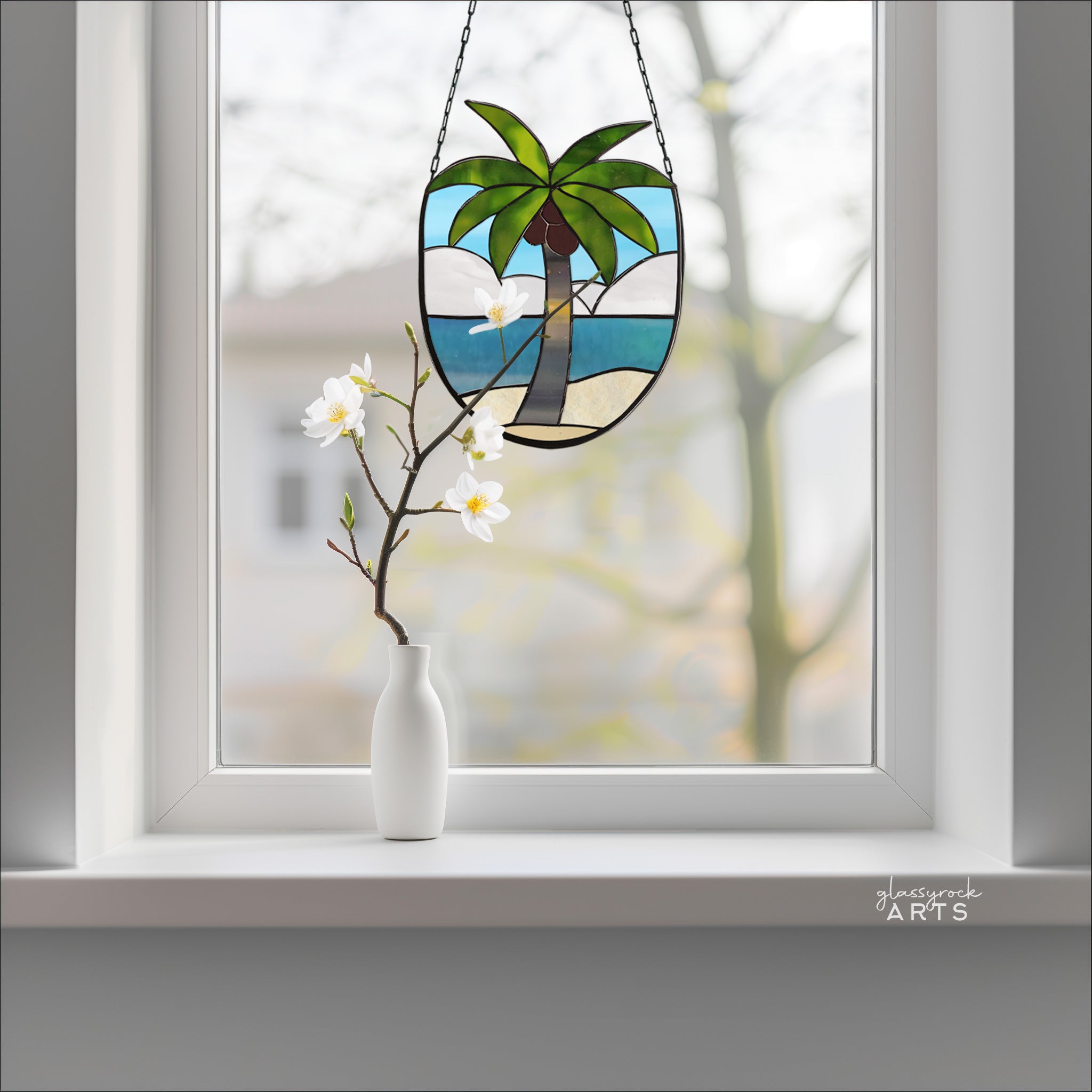 Coconut Tree Stained Glass Pattern