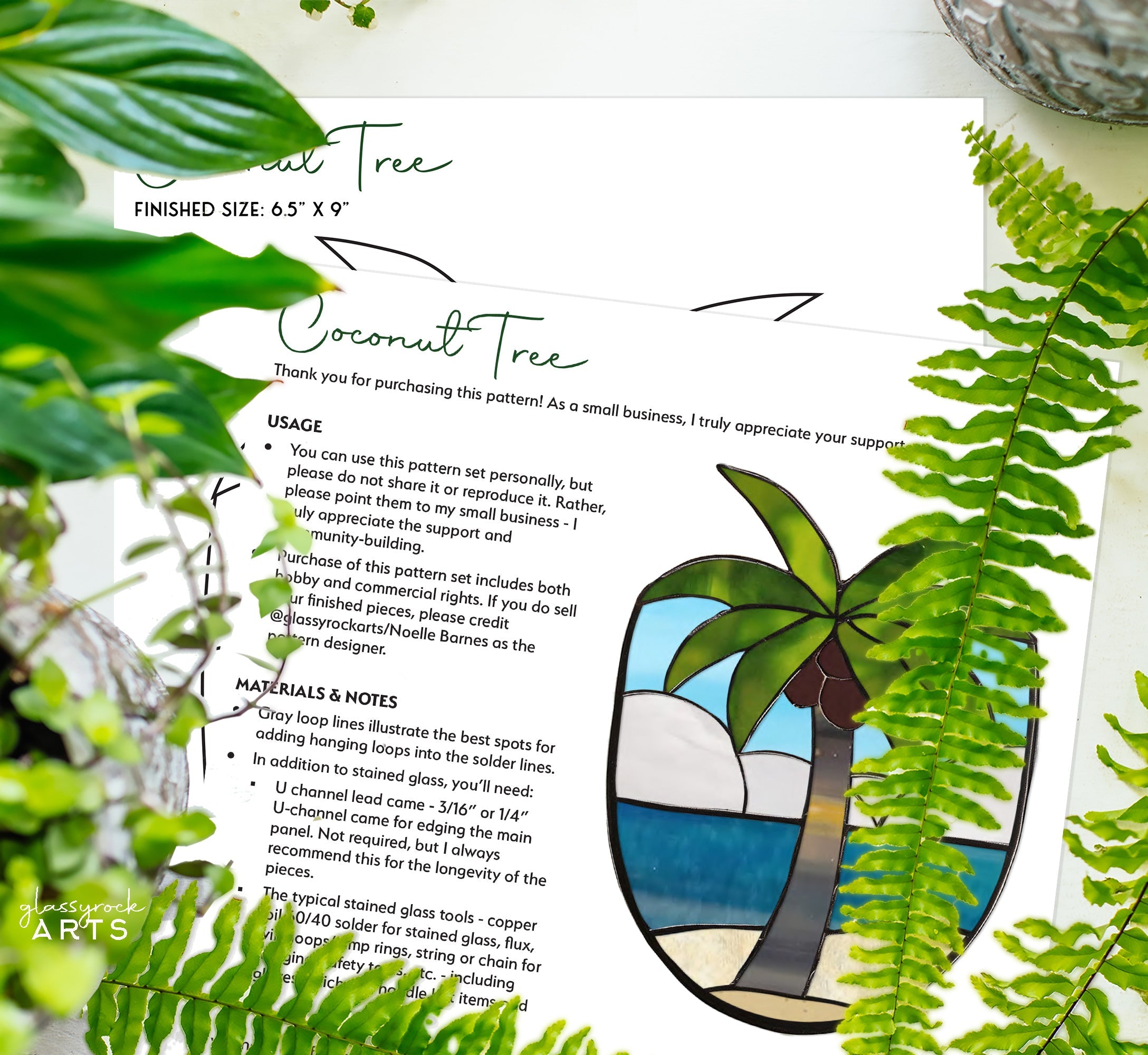 Coconut Tree Stained Glass Pattern