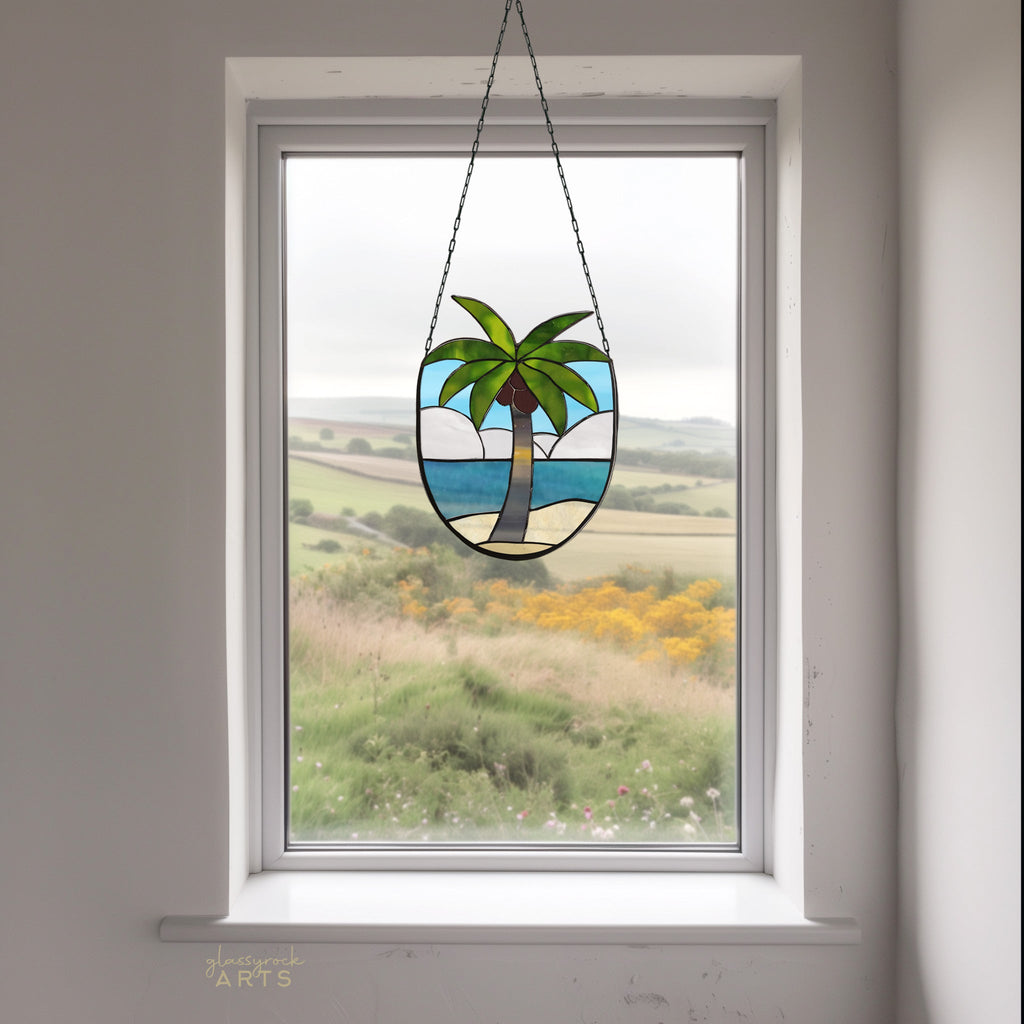 Coconut Tree Stained Glass Pattern