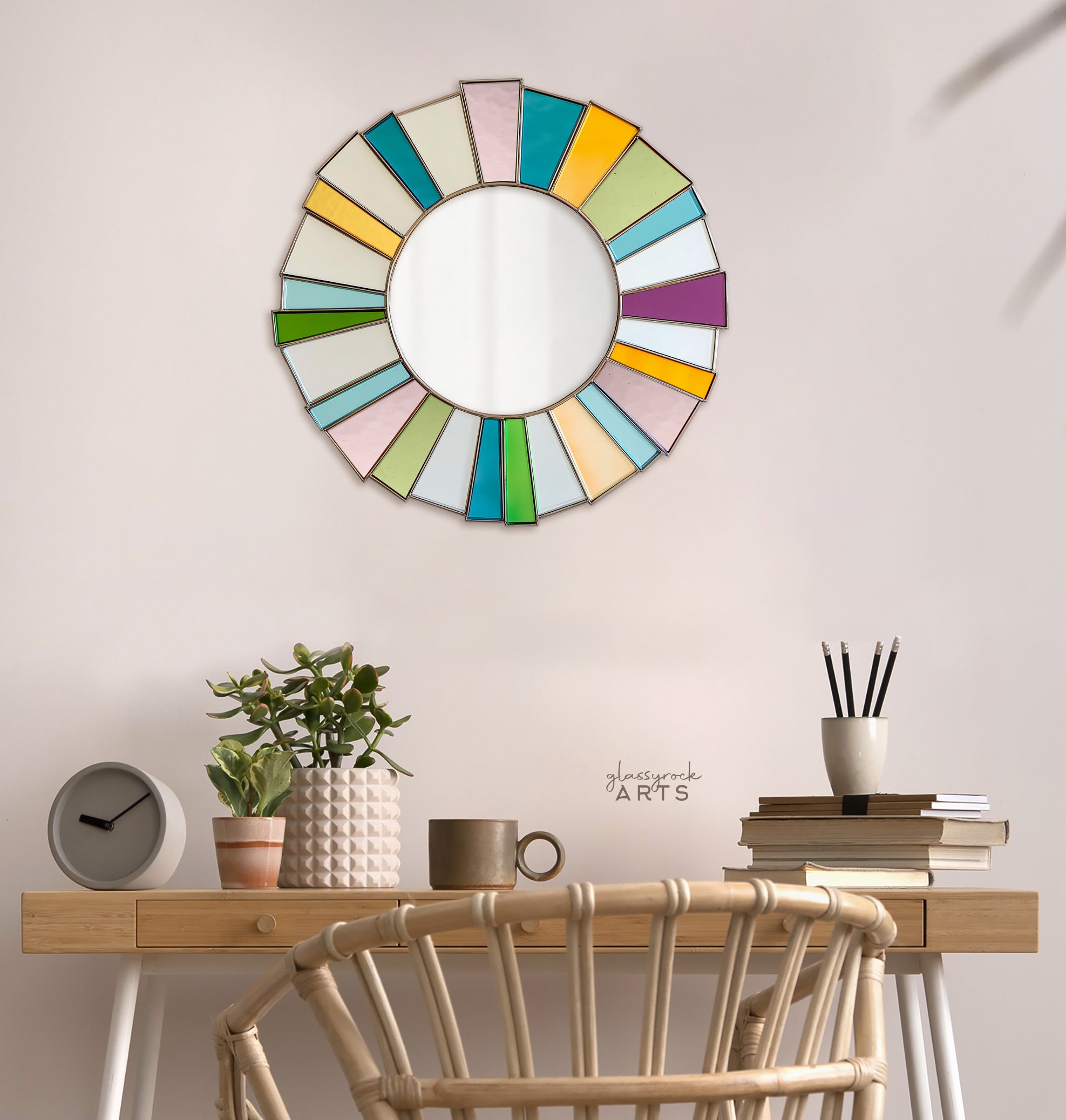 Colorburst Rainbow Stained Glass Mirror Pattern