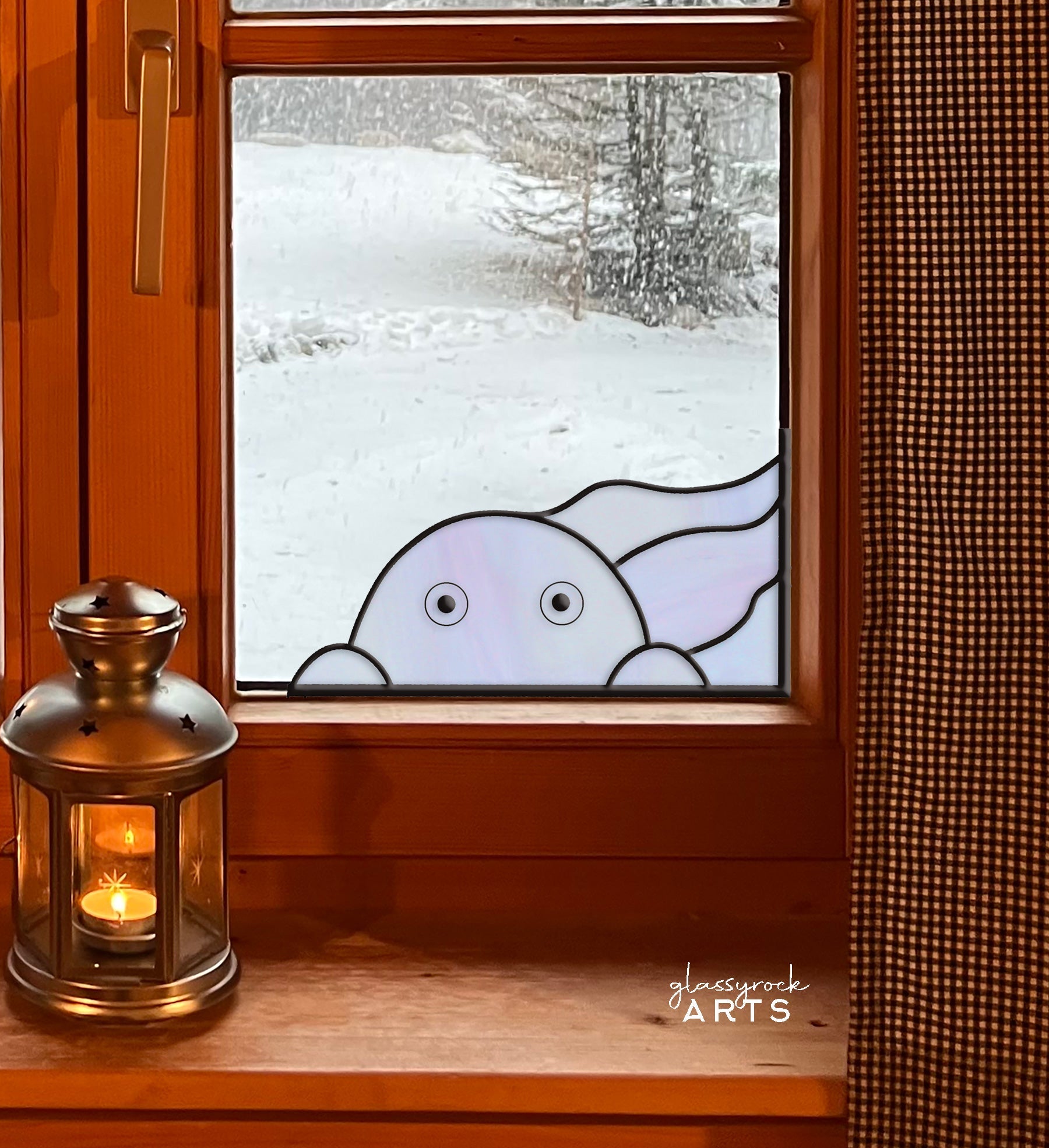 Creepy Ghost Halloween Stained Glass Pattern