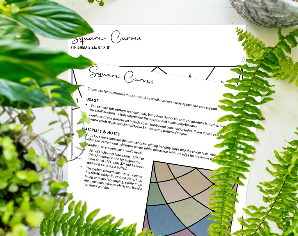 Minimalist Square Curves Stained Glass Pattern