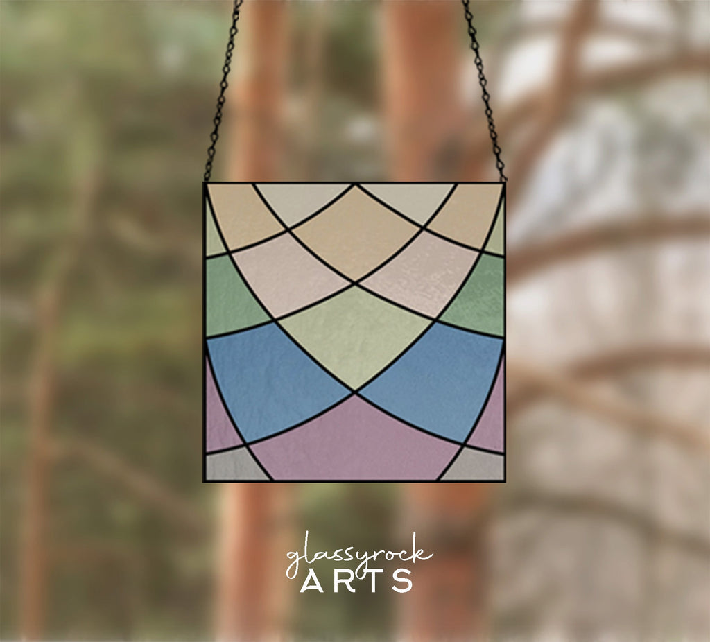 Minimalist Square Curves Stained Glass Pattern