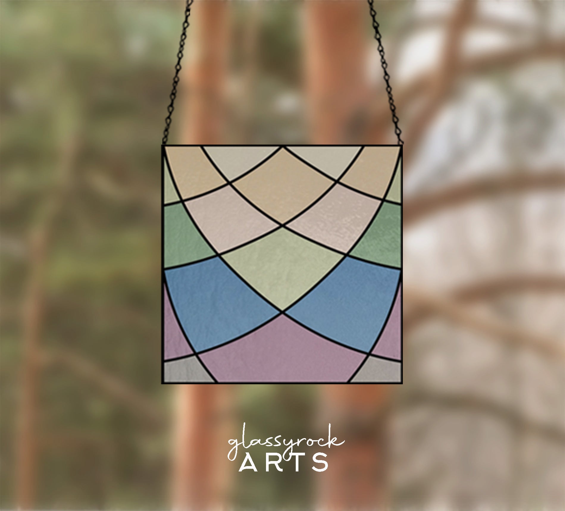 Minimalist Square Curves Stained Glass Pattern