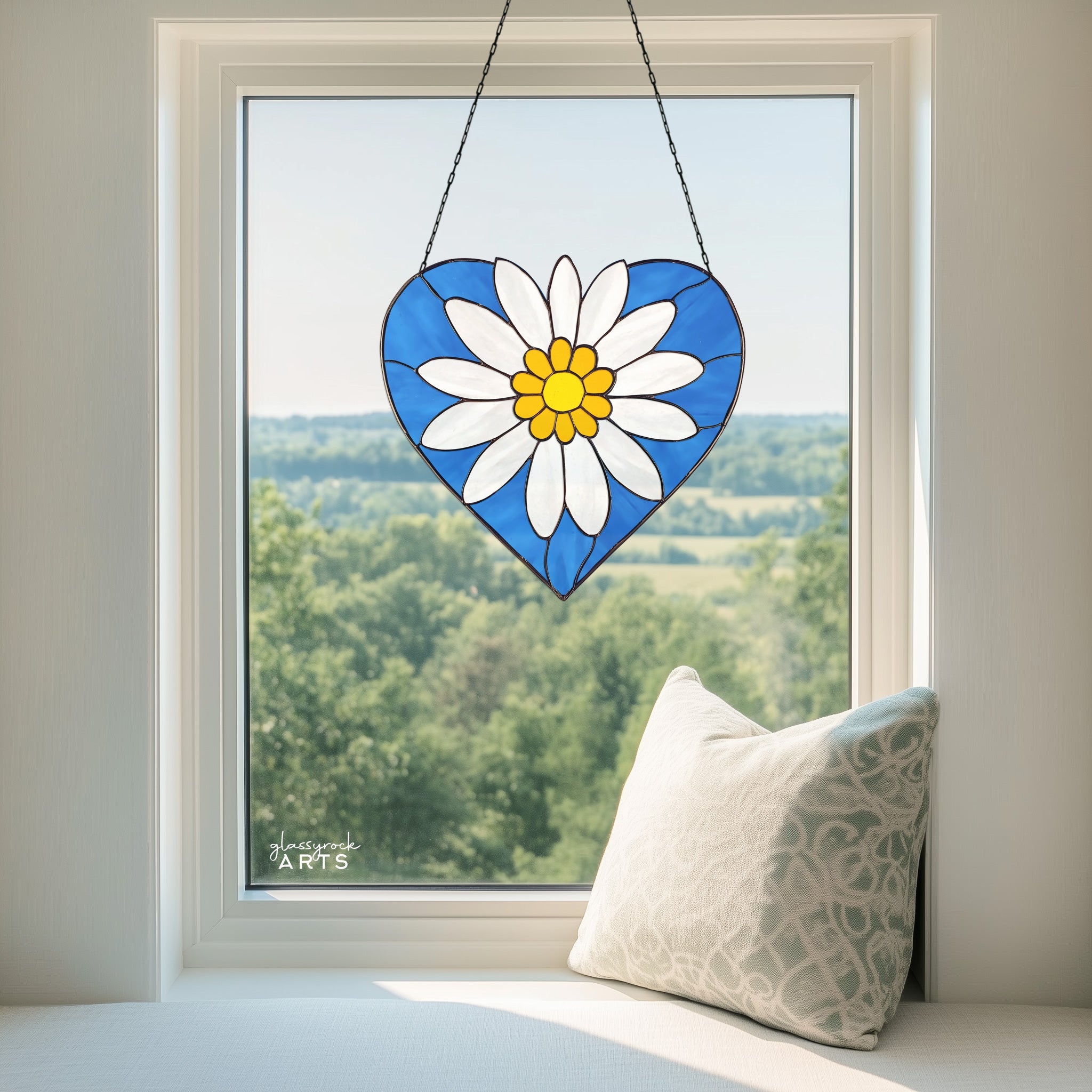 Daisy Heart Stained Glass Pattern