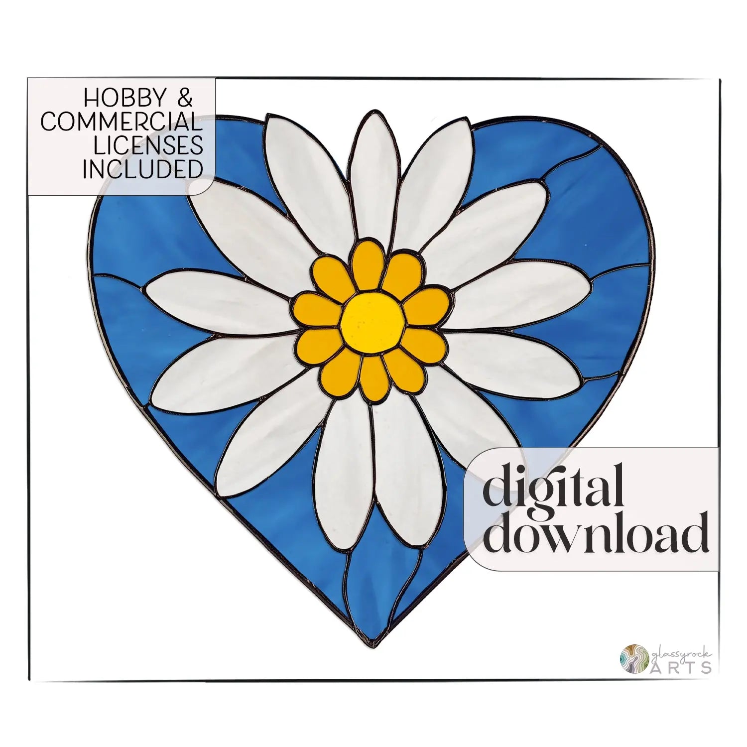 Daisy Heart Stained Glass Pattern