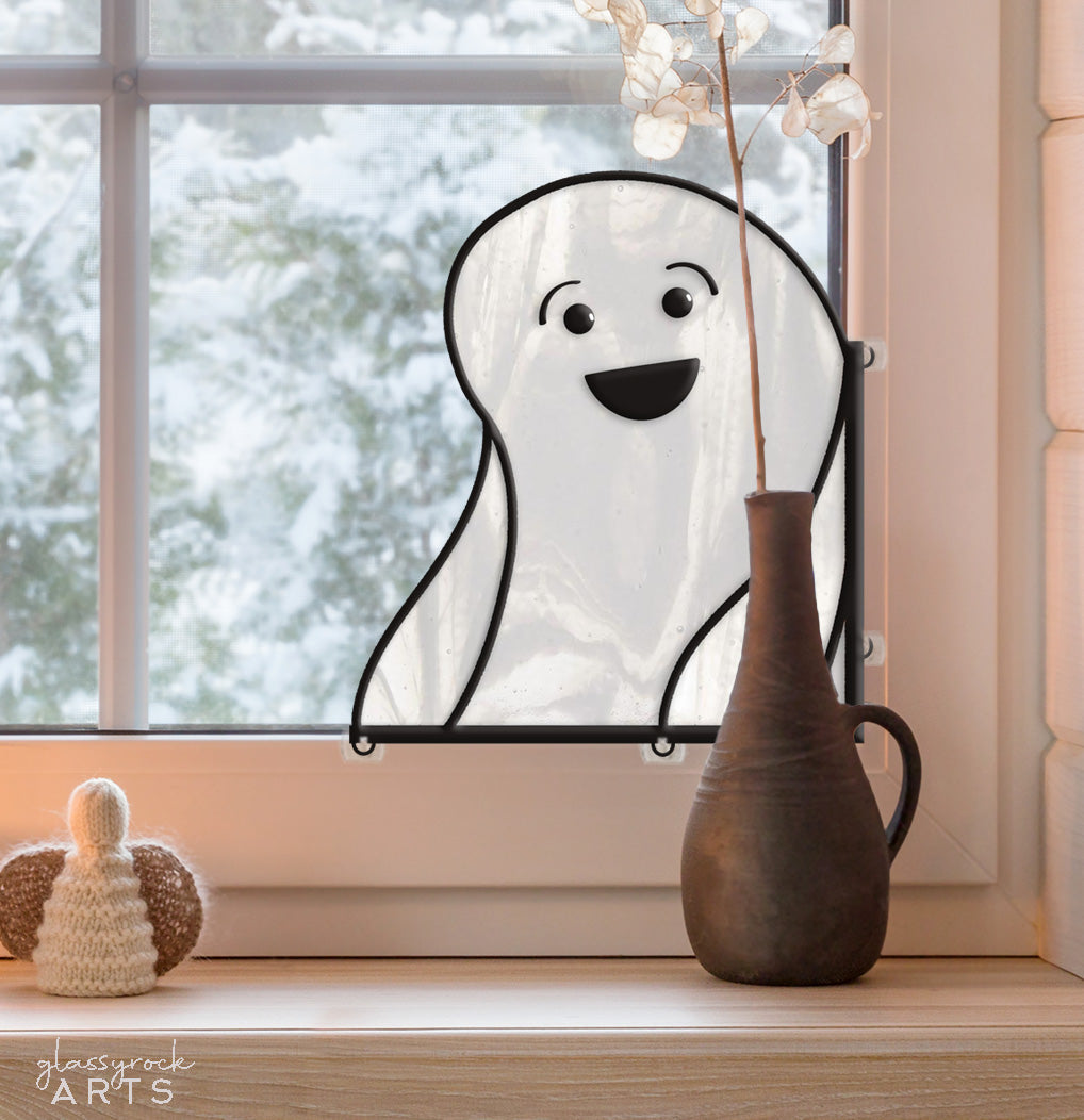 Delighted Ghost Halloween Stained Glass Pattern