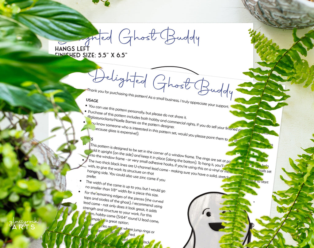 Delighted Ghost Halloween Stained Glass Pattern