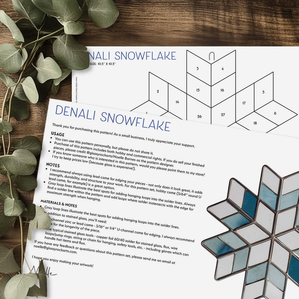 Nordic Snowflake Stained Glass Pattern and PNG