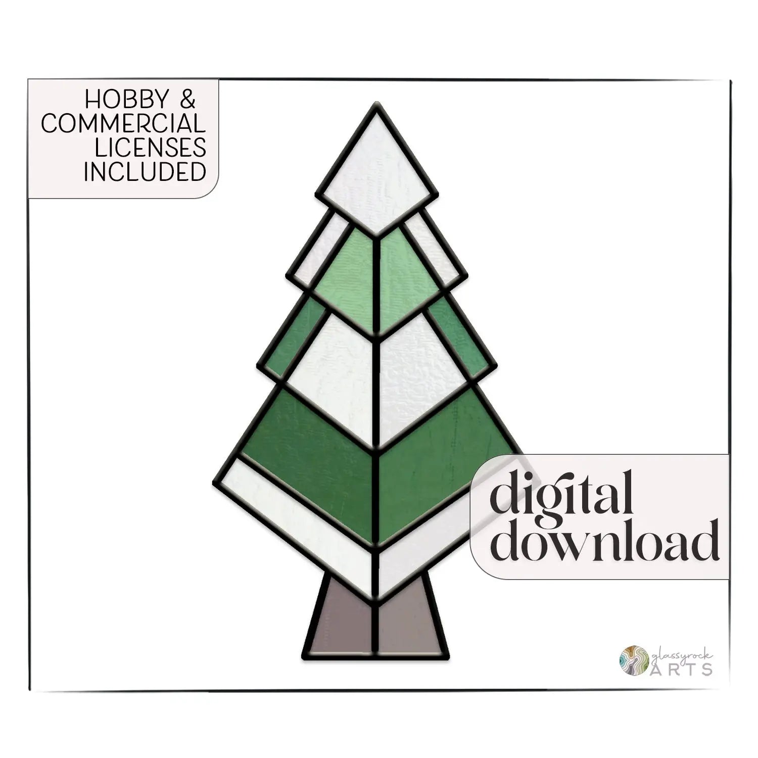 Christmas Tree Stained Glass Pattern (Diamond)