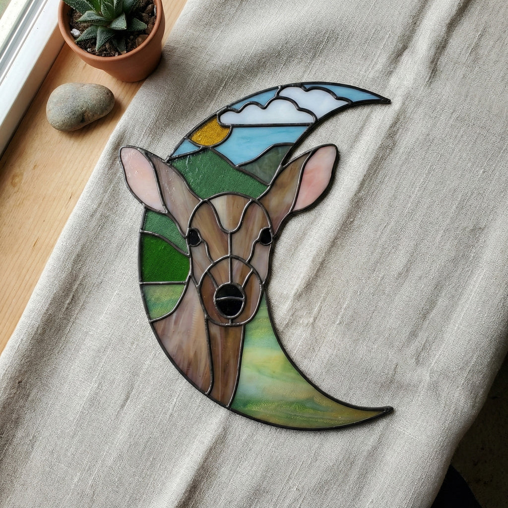 Deer Crescent Moon Stained Glass Pattern