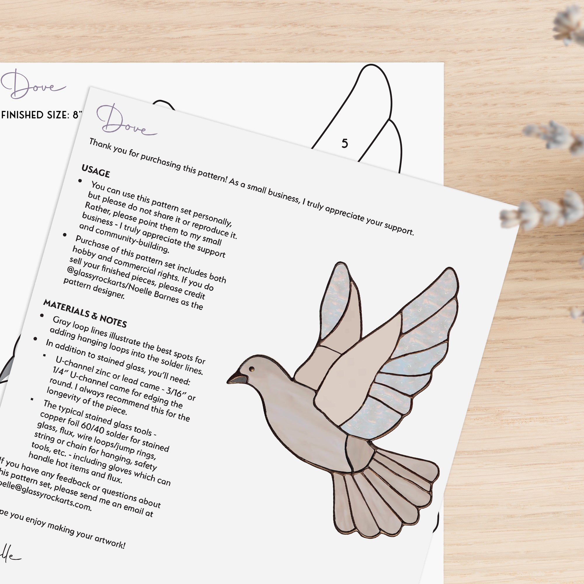 Dove Stained Glass Bird Pattern