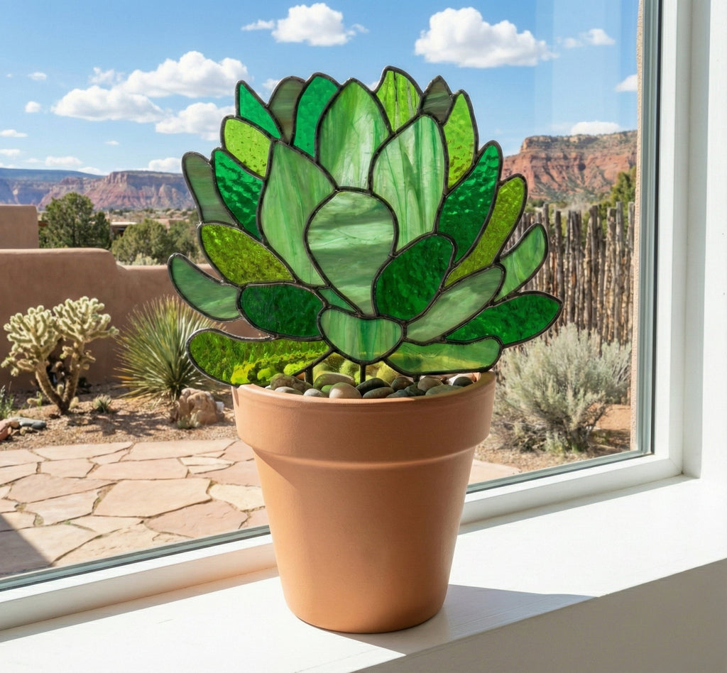 Stained Glass Succulent Stems Pattern Pack of 4 PDF & PNG