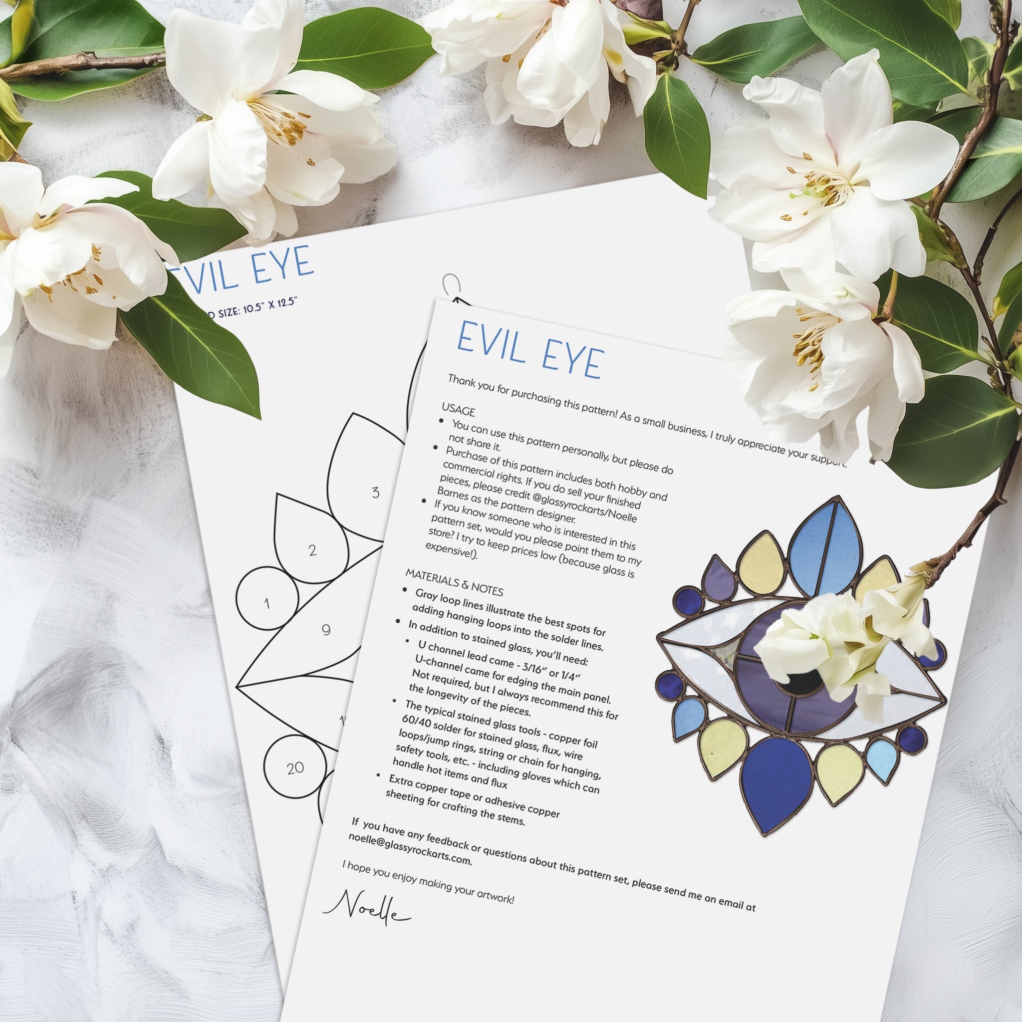 Evil Eye Stained Glass Pattern and PNG