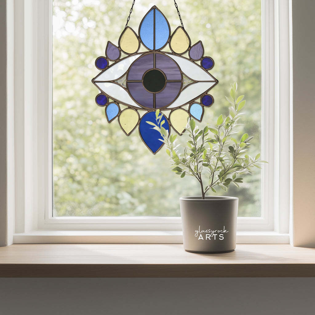 Evil Eye Stained Glass Pattern and PNG