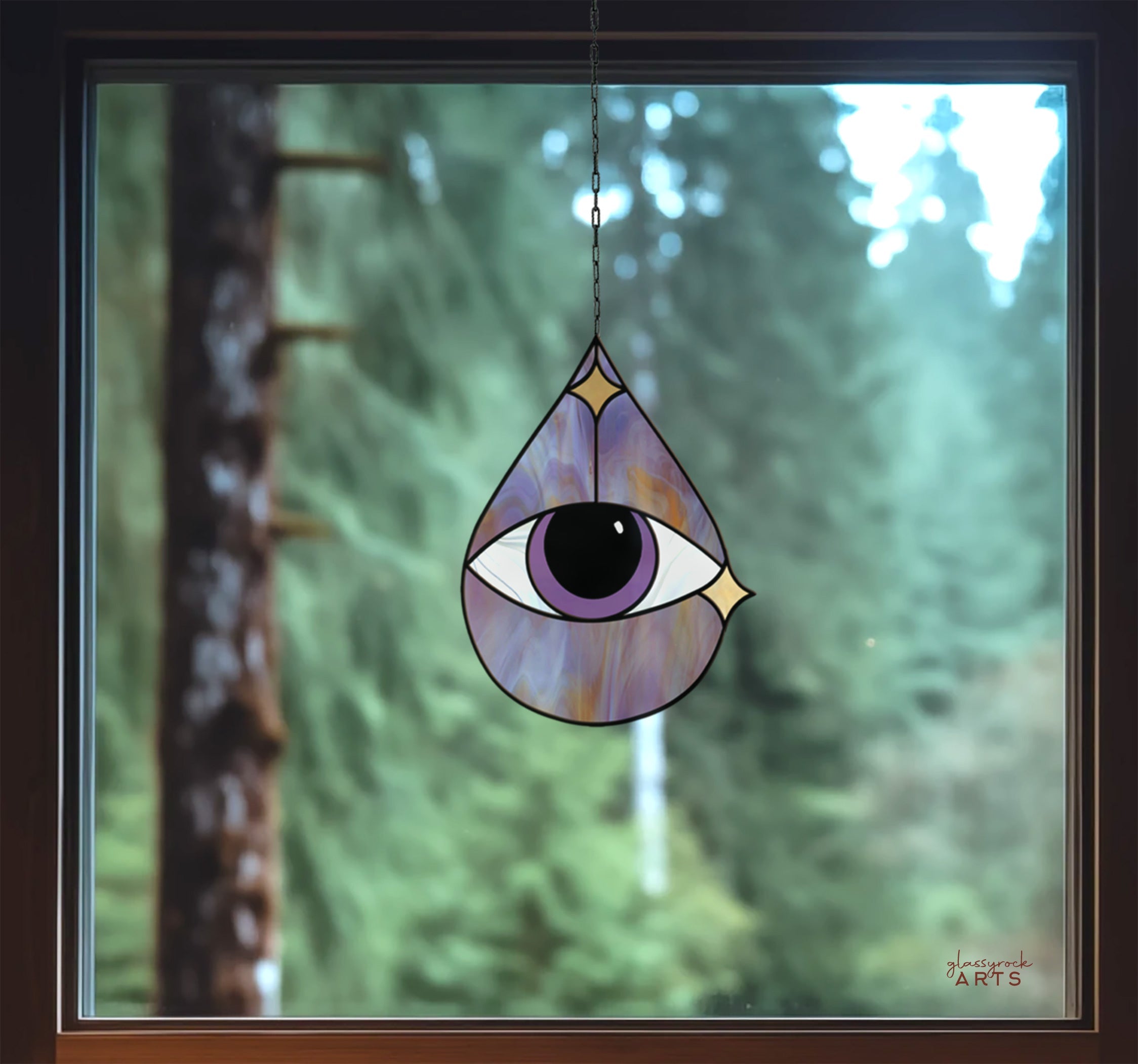 Eye Stained Glass Pattern Rain Drop