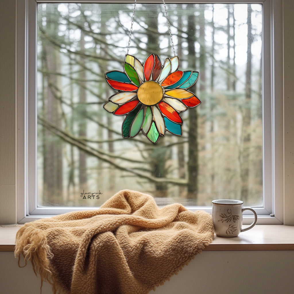 Folk Art Flower Stained Glass Pattern
