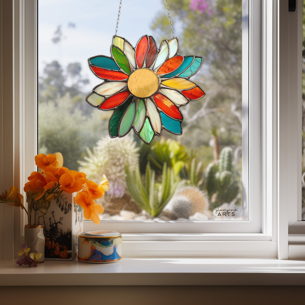 Folk Art Flower Stained Glass Pattern