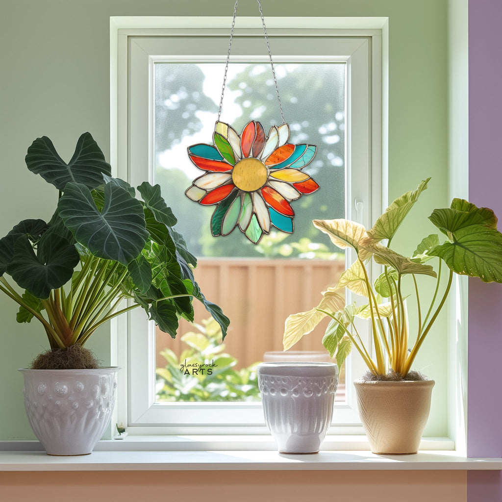 Folk Art Flower Stained Glass Pattern
