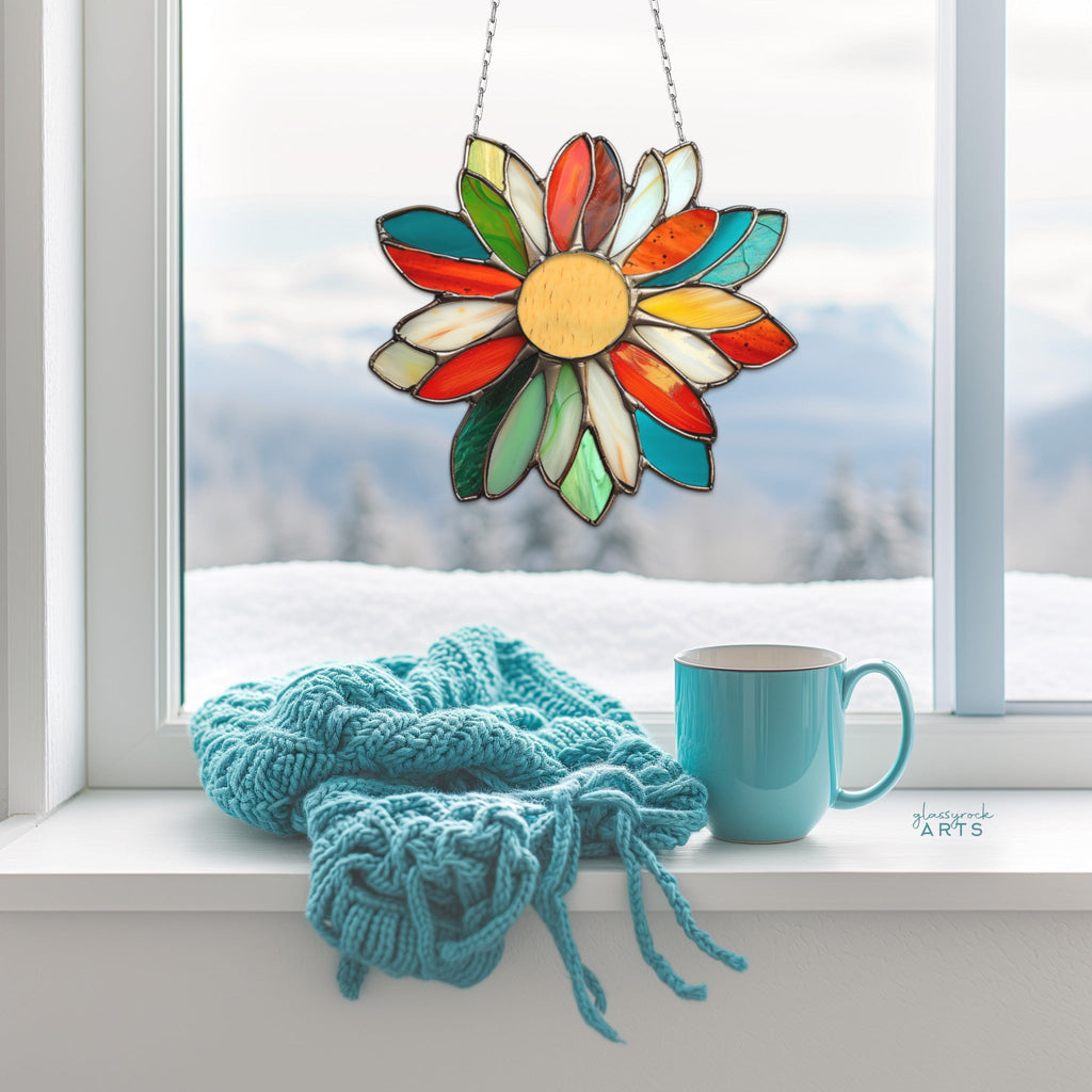 Folk Art Flower Stained Glass Pattern