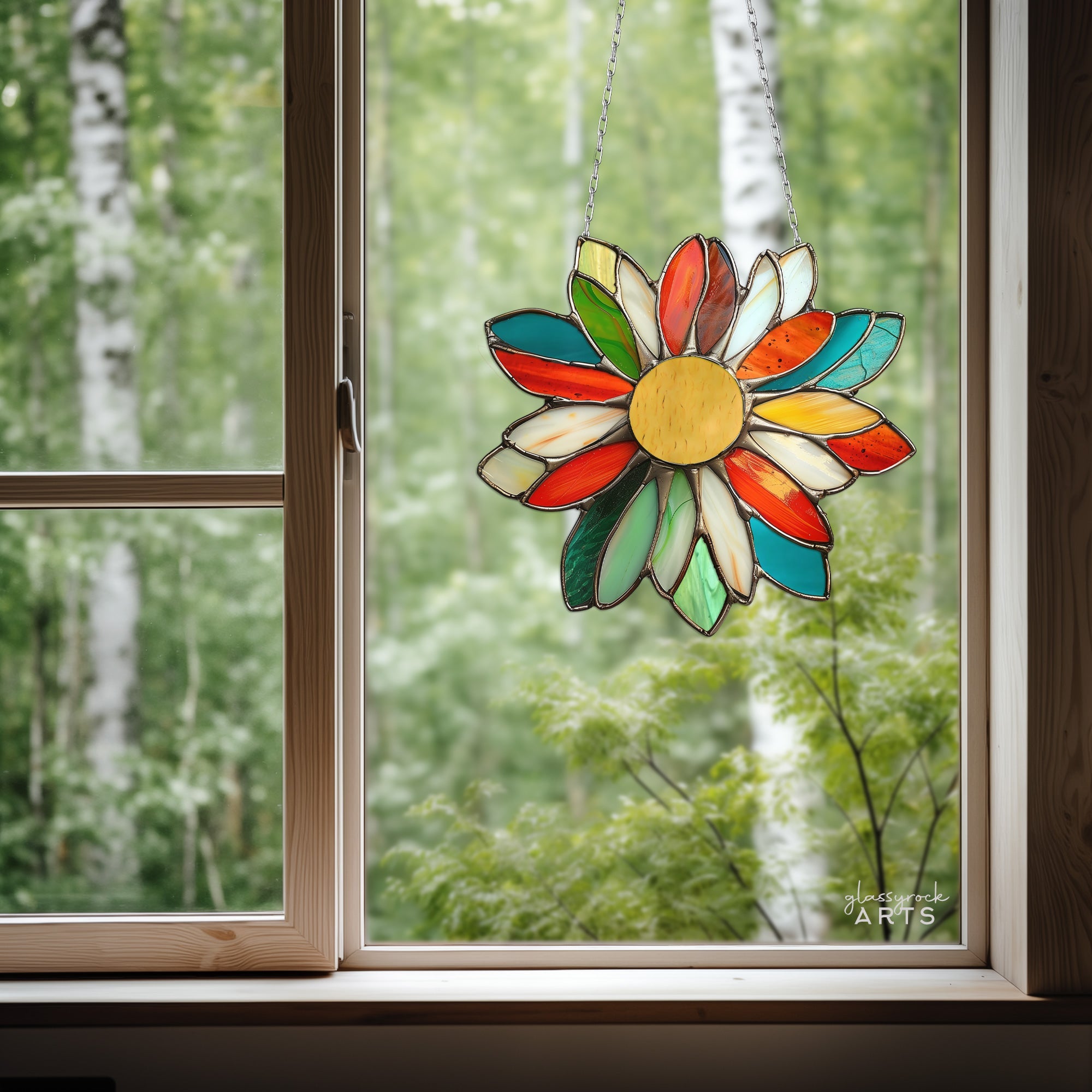 Folk Art Flower Stained Glass Pattern