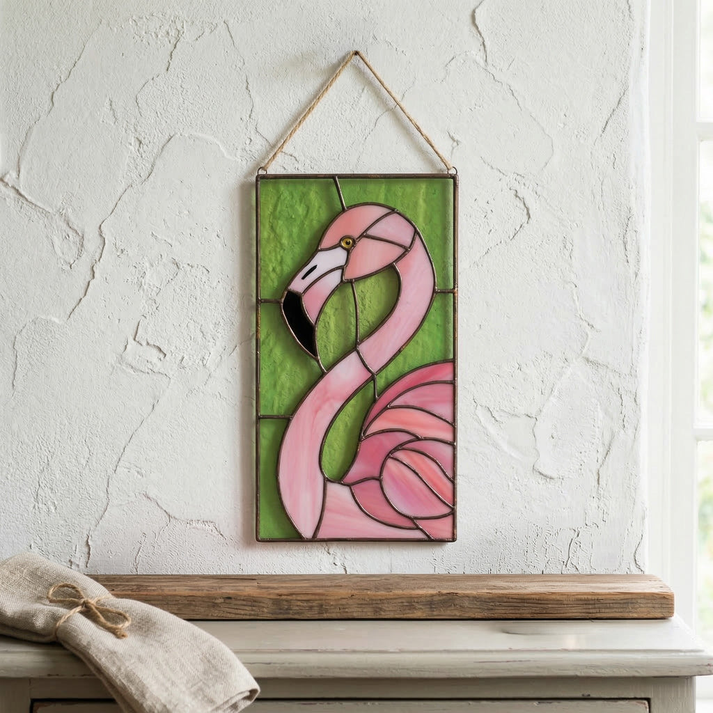 Flamingo Stained Glass Pattern and PNG