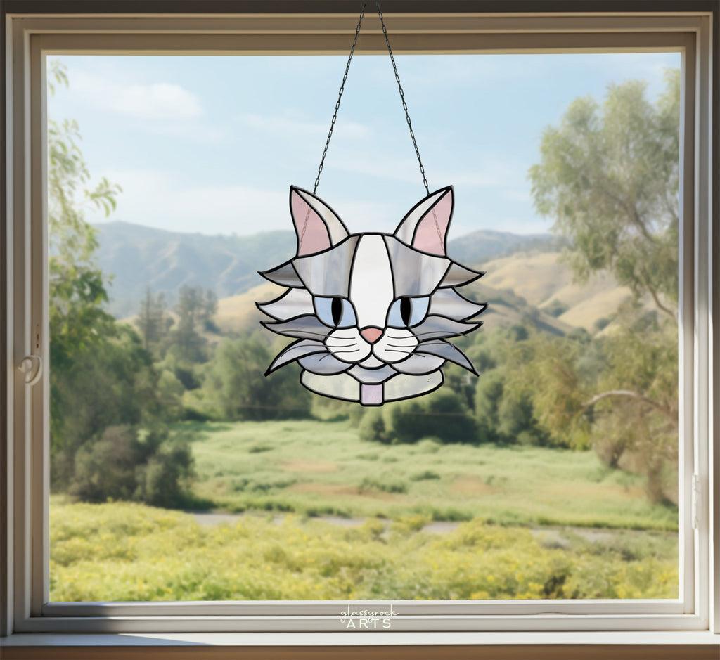 Fluffy Cat Stained Glass Pattern