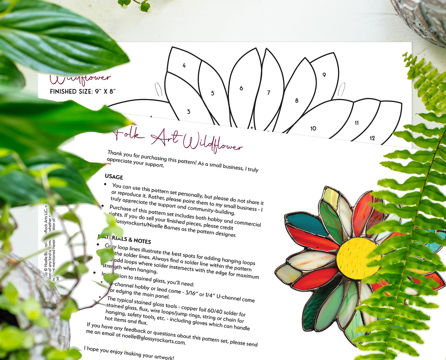Folk Art Flower Stained Glass Pattern