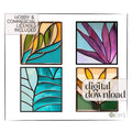 Modern Leaves Stained Glass Plant Pattern 4-Pack