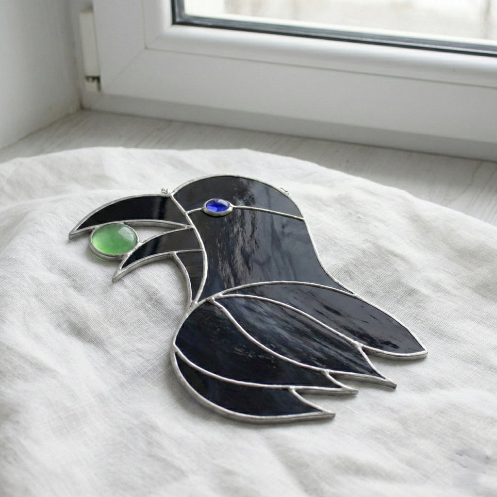 Gemstone Crow Stained Glass Pattern
