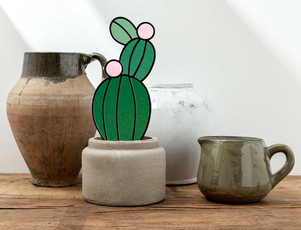 Gemstone Cactus Stained Glass Pattern
