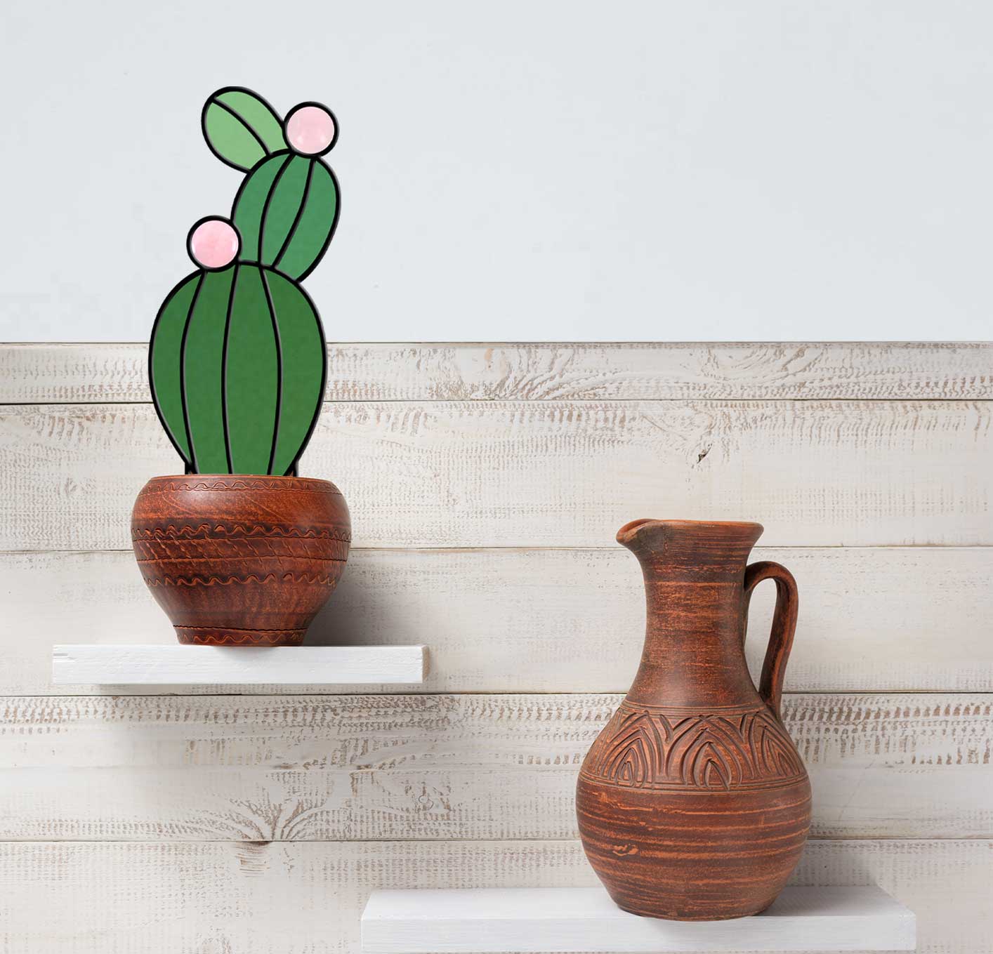 Gemstone Cactus Stained Glass Pattern