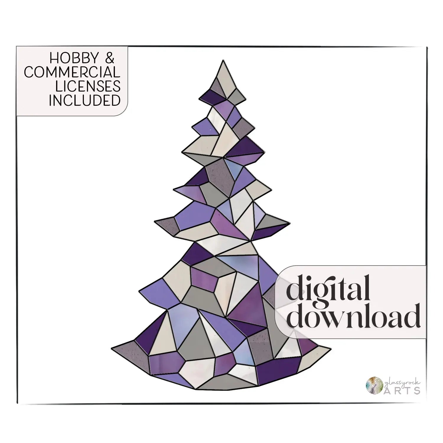Modern Stained Glass Christmas Tree Pattern