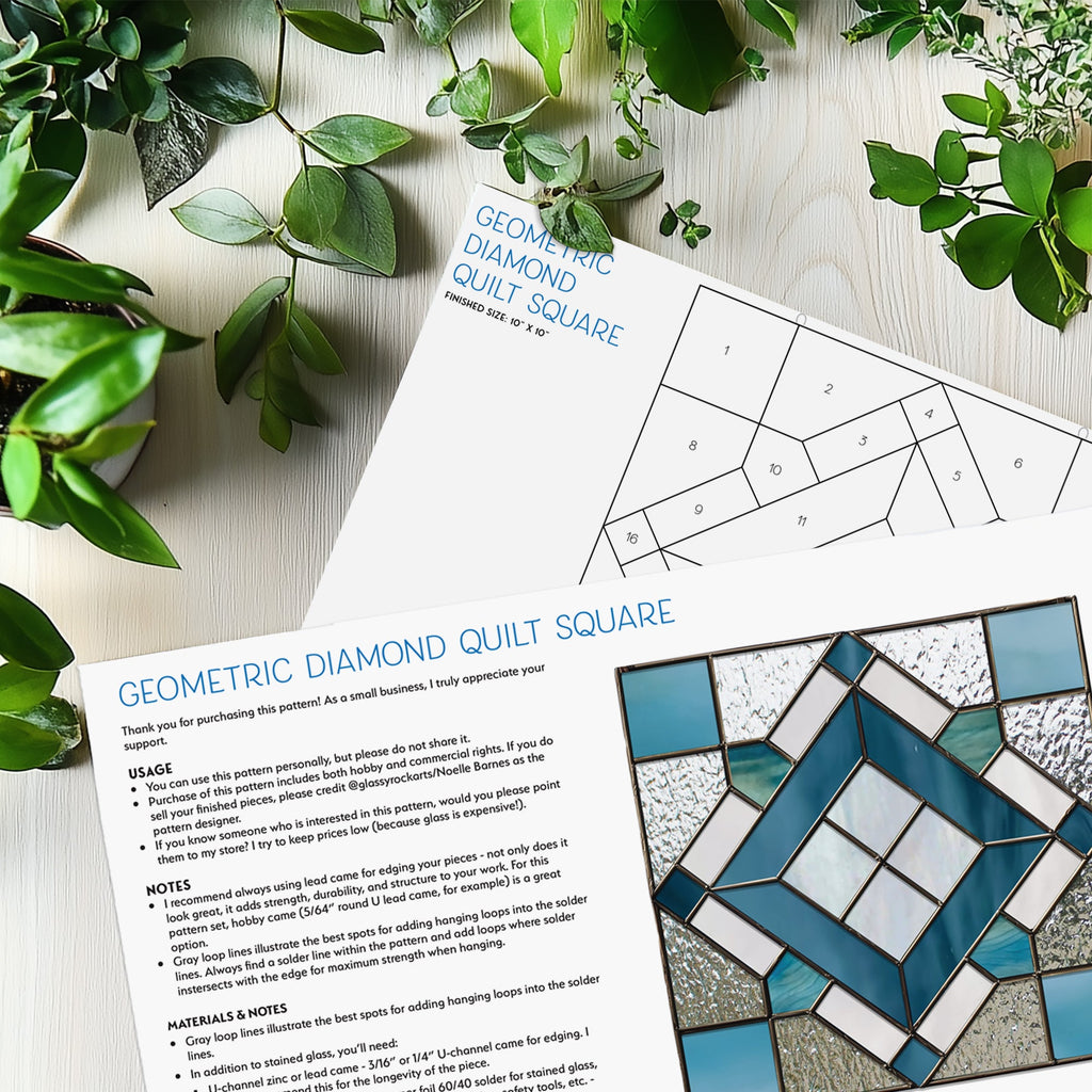 Geometric Quilt Square Pattern with PNG