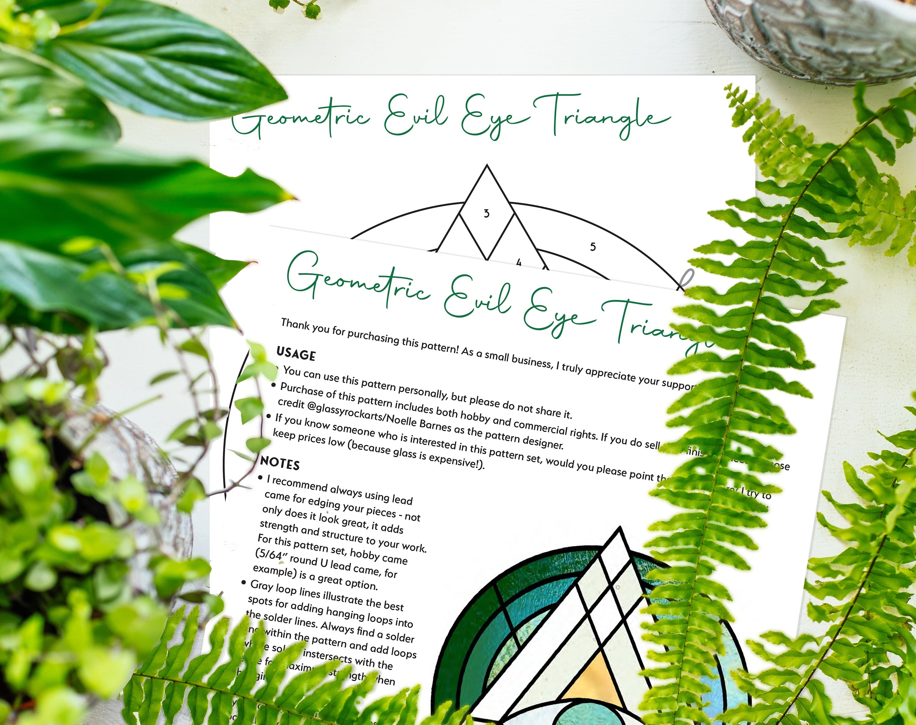 Geometric Eye Triangle Stained Glass Pattern