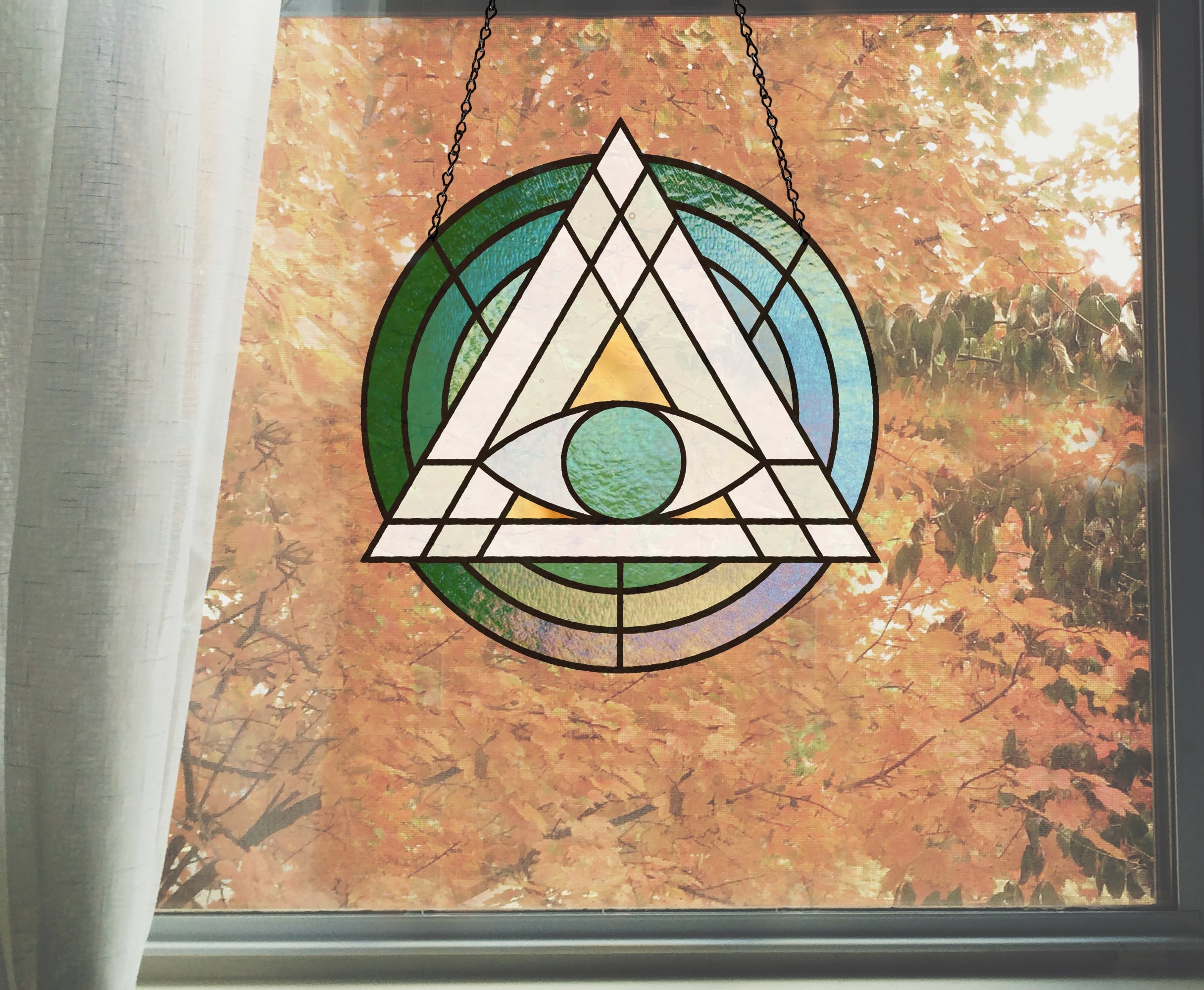 Geometric Eye Triangle Stained Glass Pattern