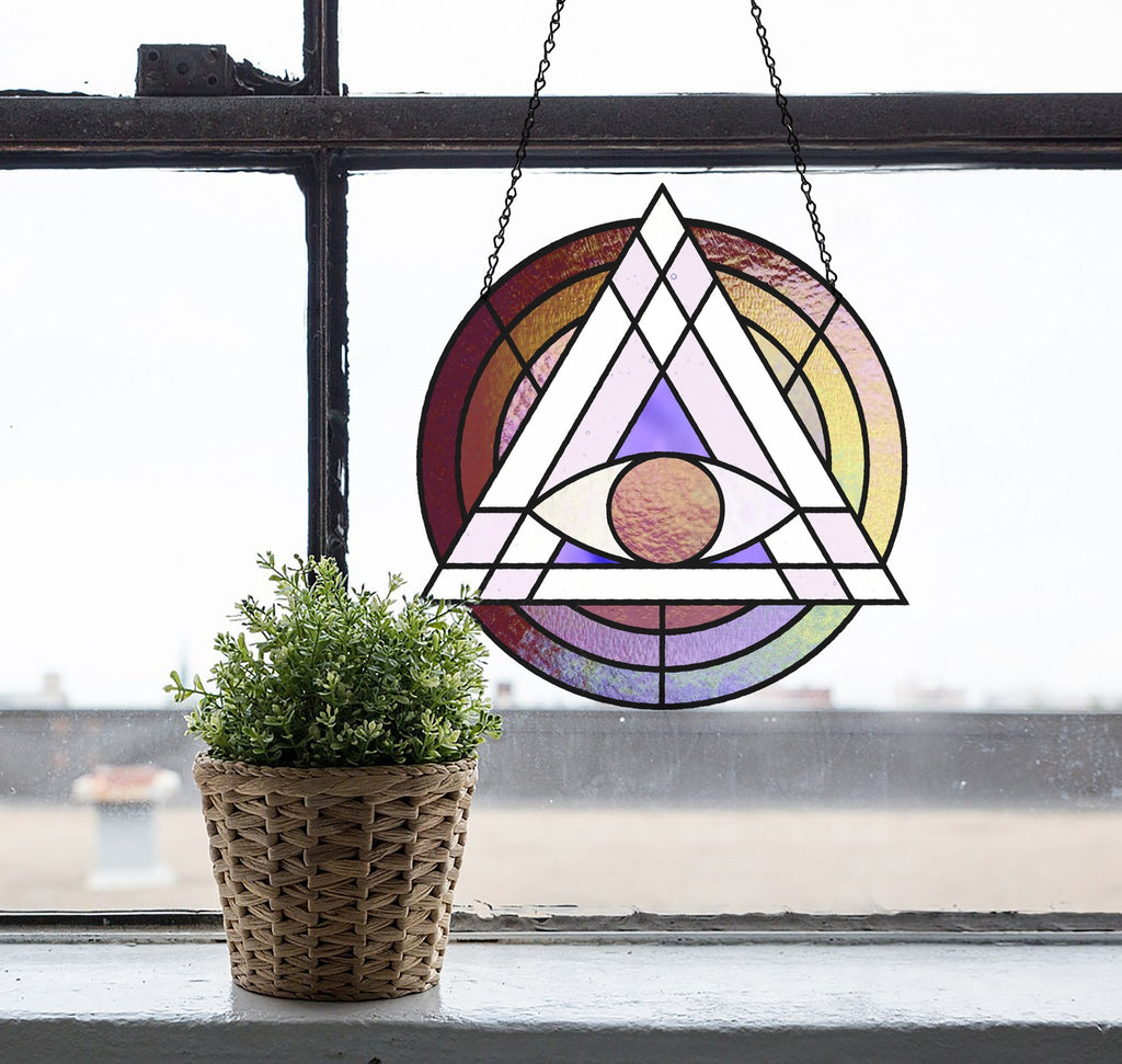 Geometric Eye Triangle Stained Glass Pattern