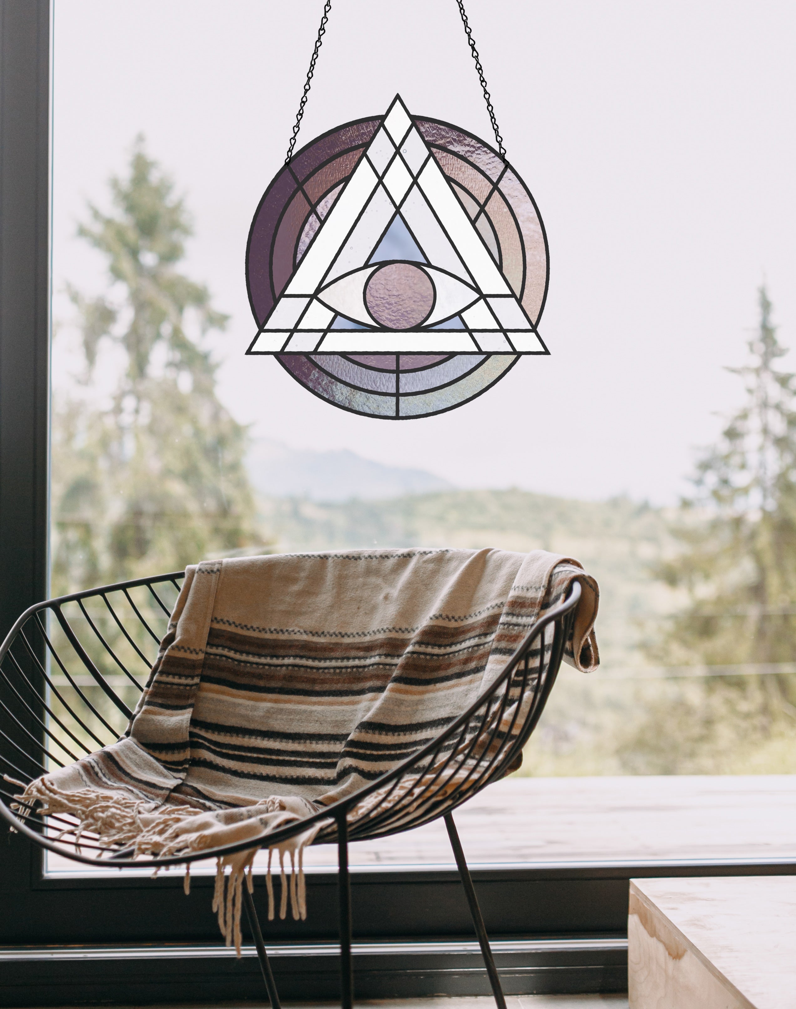Geometric Eye Triangle Stained Glass Pattern