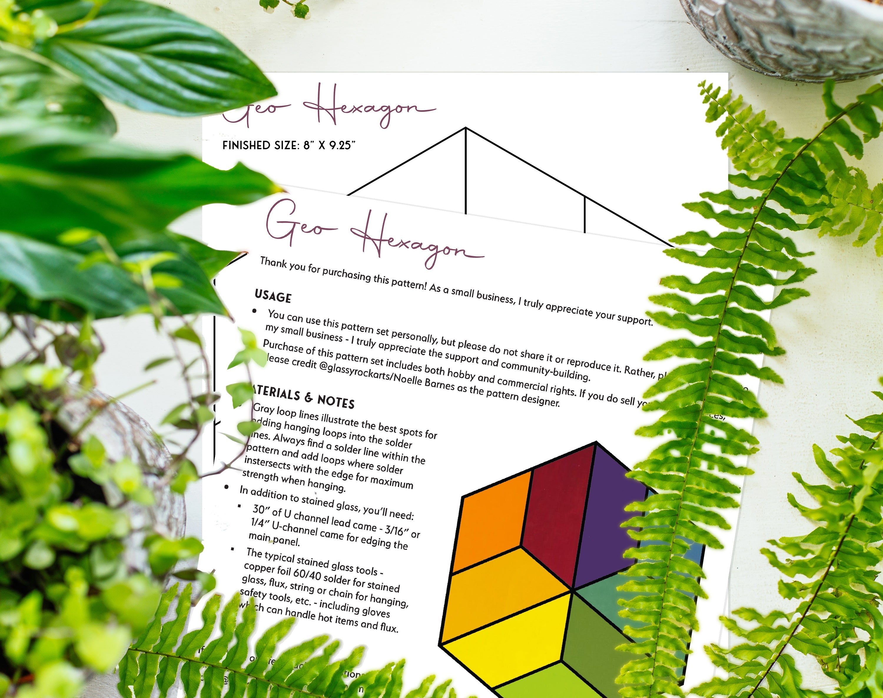 Easy Hexagon Beginner Stained Glass Pattern