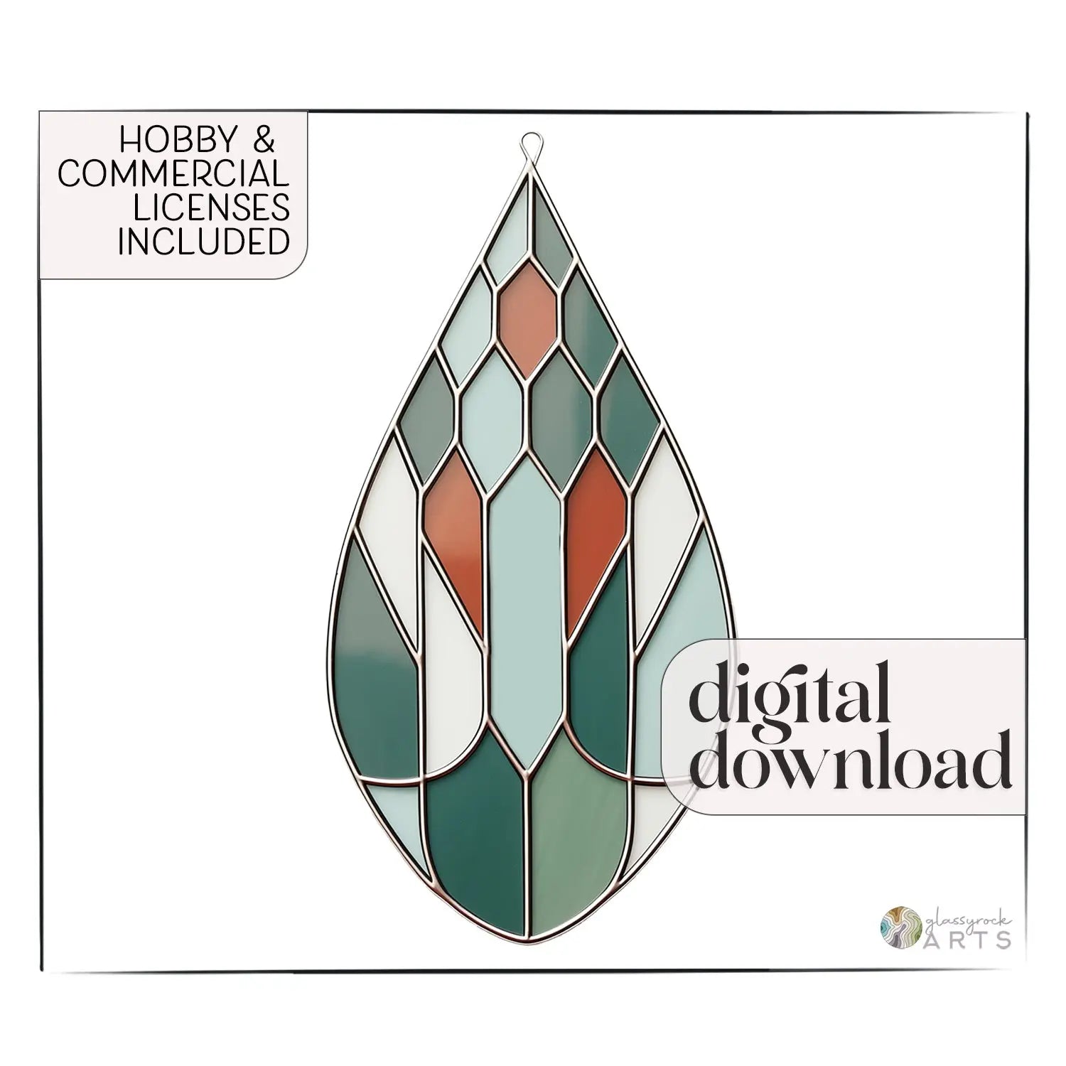 Teardrop Geometric Stained Glass Pattern