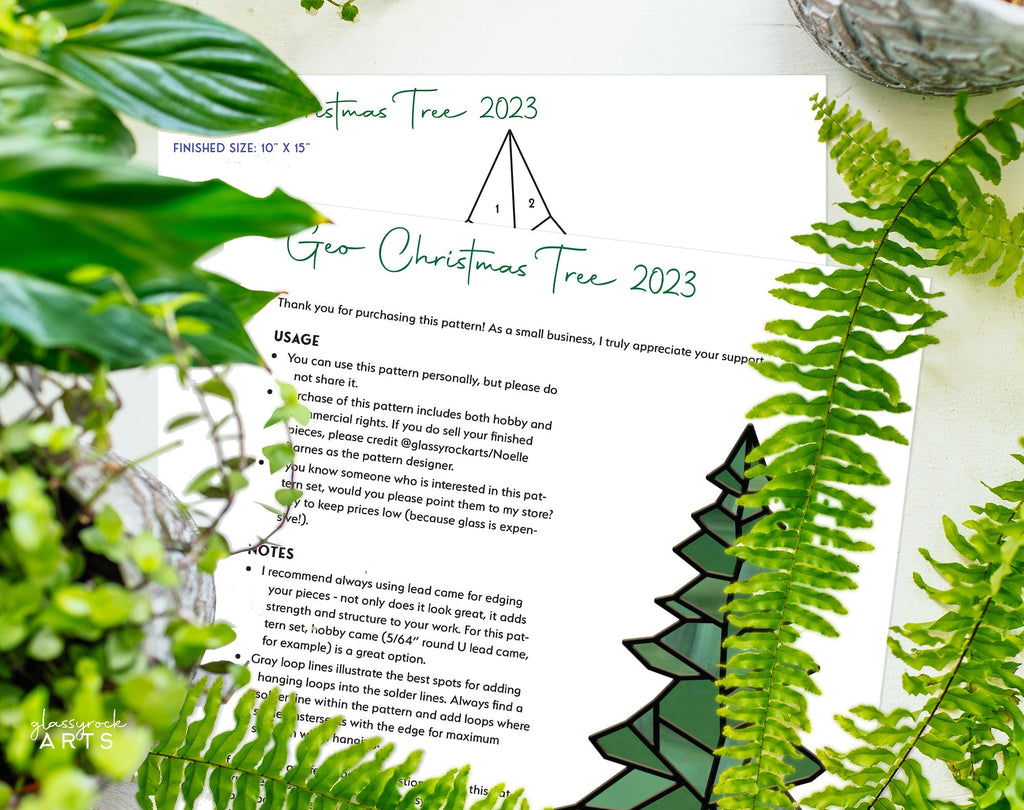 Geometric Christmas Tree Stained Glass Pattern