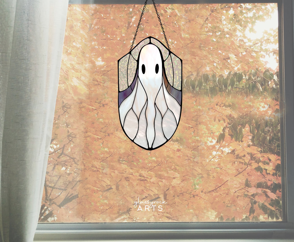 Boho Ghost Halloween Stained Glass Pattern